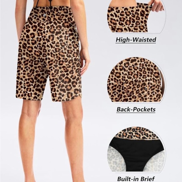 NWT Viodia Women's 9" Long Swim Board Shorts with Pockets High Waisted. - Picture 3 of 9